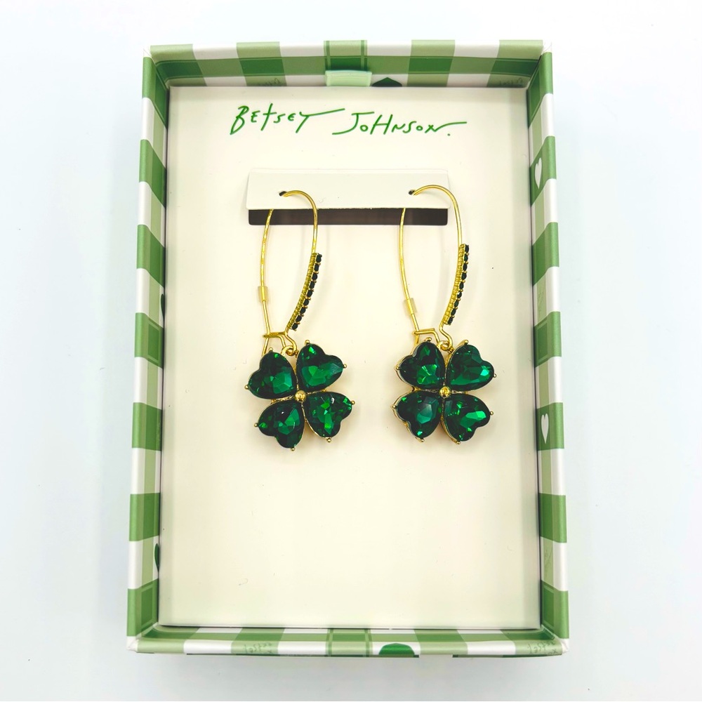 NEW FOR 2026!! Betsey Johnson Shamrock Earrings